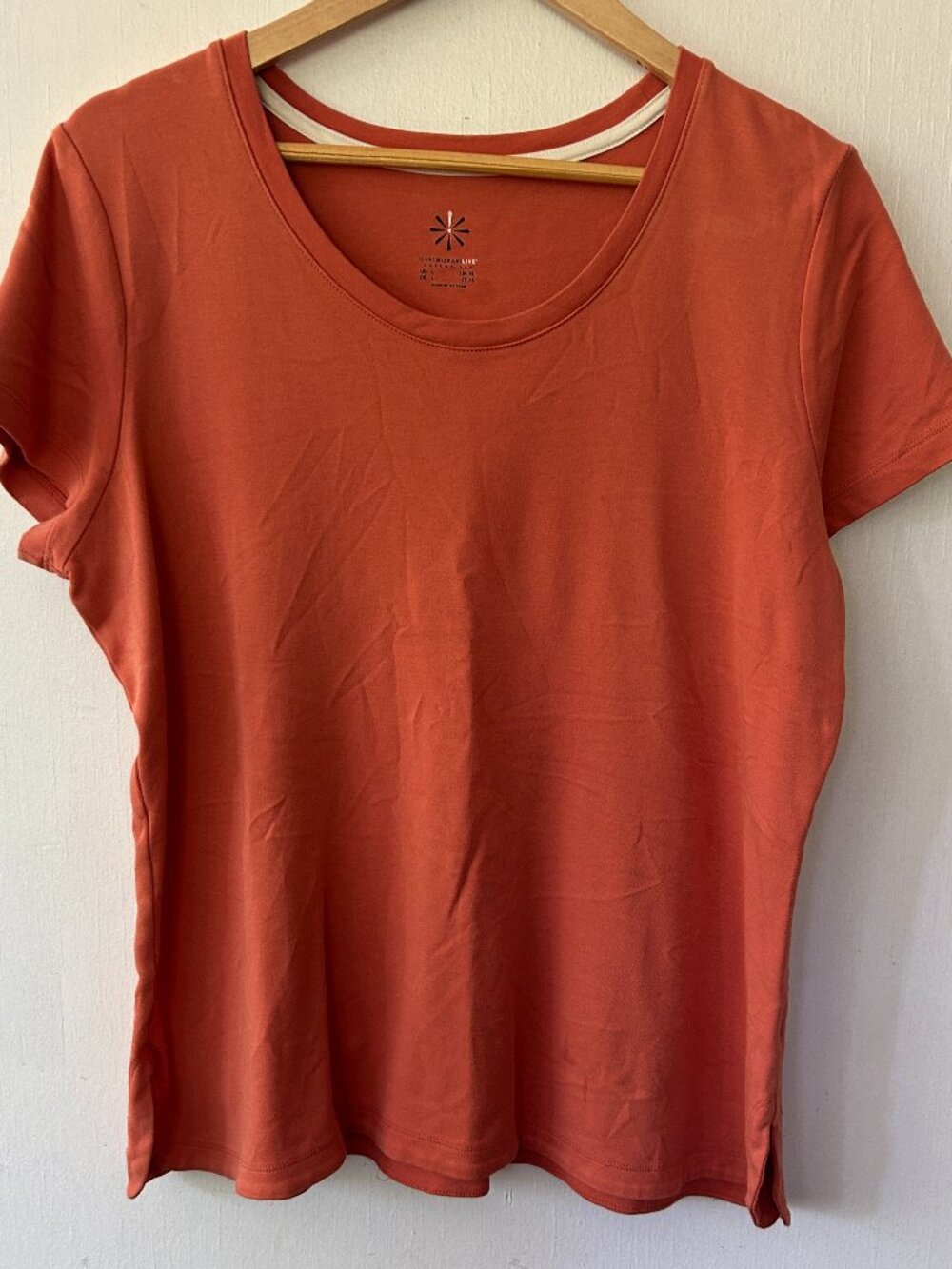 Isaac Mizrahi Live T-shirt Womens Large Orange Scoop Neck Short Sleeve Tee